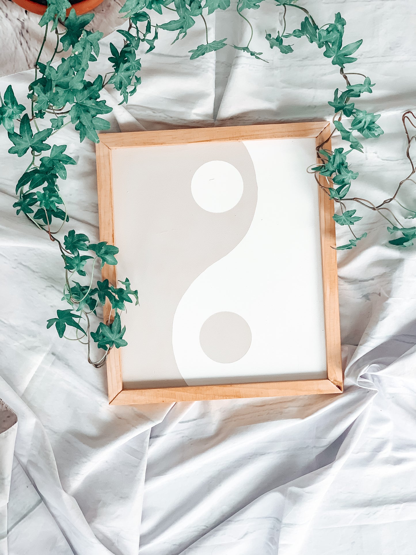 Yin Yang | Boho Wood Sign | Neutral Accent Peace