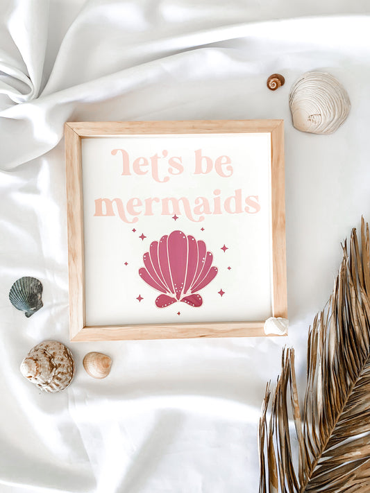 Mermaids (Purple) | Beachy Boho Kids Room | Wood Sign