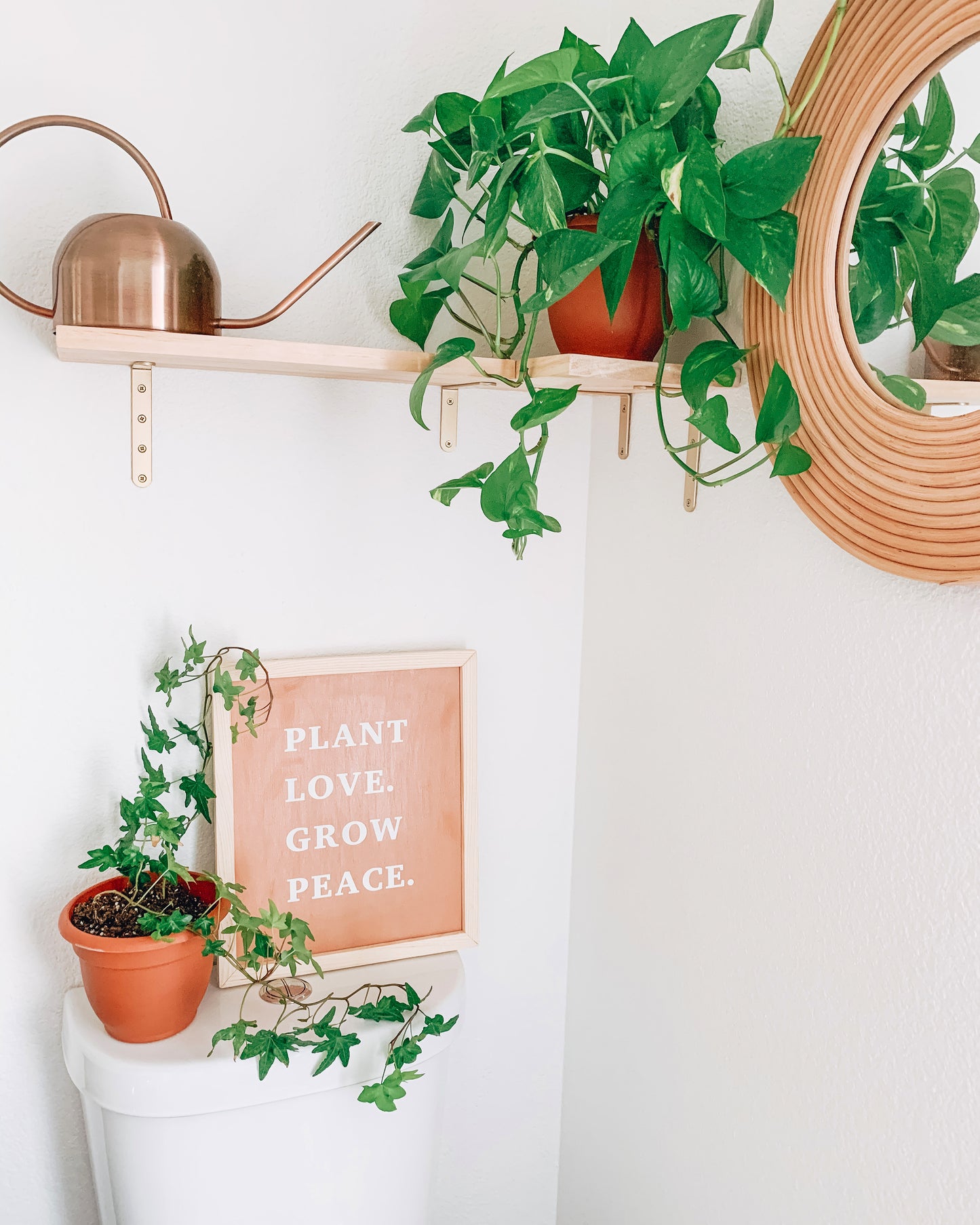 Plant Love. Grow Peace. (Fawn)| Modern Boho Wood Sign