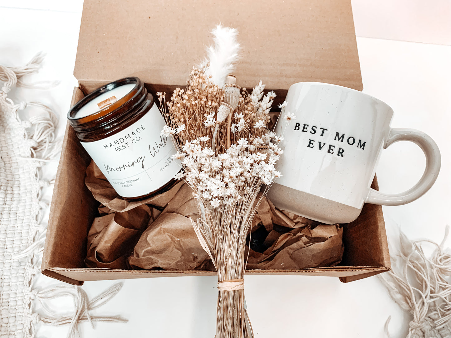 Mothers Day Gift Box | Large Candle | Dried Bouquet | Best Mom Ever Mug