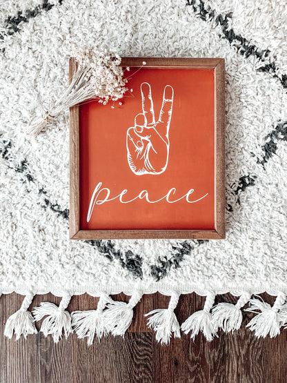 Peace Hand | Modern Boho Wood Sign