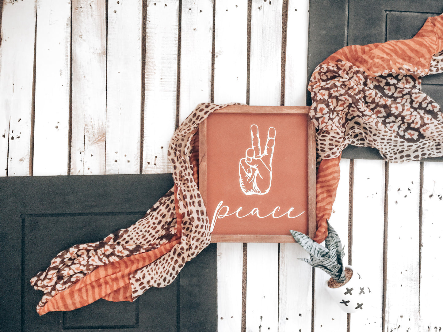 Peace Hand | Modern Boho Wood Sign